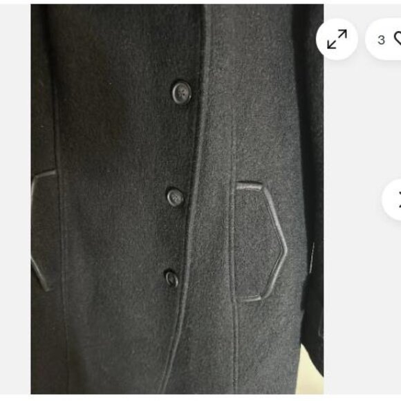 WOMENS SOIA & KYO BLACK DOUBLE BREASTED WOOL COAT REMOVABLE RACCOON FUR SZ LARGE - Picture 5 of 10